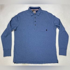 Relwen Polo Shirt Men XXL Blue Pocket Long Sleeve